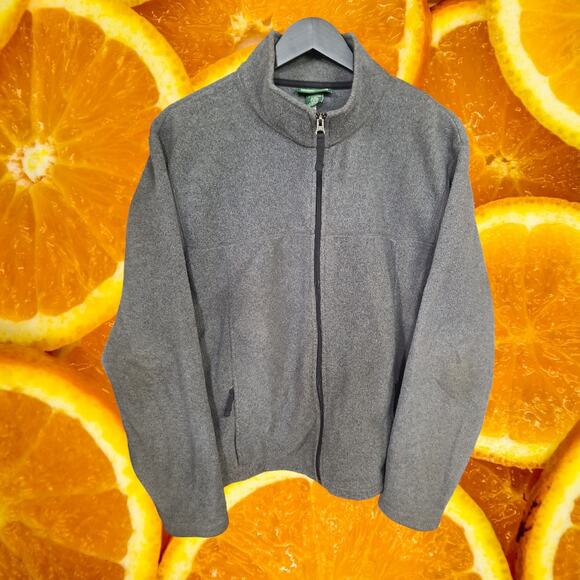 L.L. Bean Gray Polartec Full Zip Fleece Jacket Size Medium - Picture 1 of 7